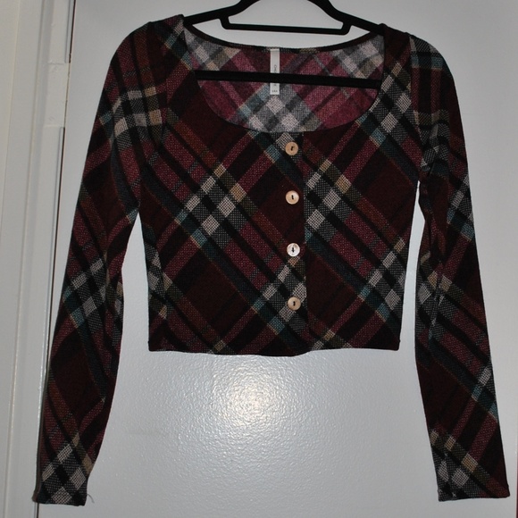 NWOT Plaid Crop Top - Picture 1 of 3